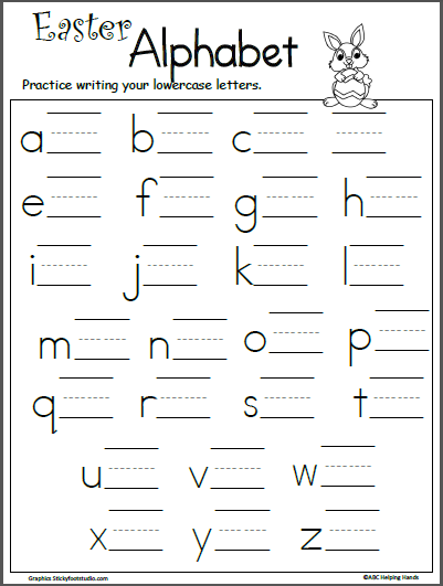Free Easter Lowercase Letter Writing Practice