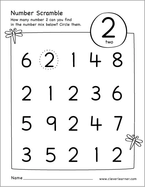 Small Number 2 Math Number 2 Worksheets For Toddlers