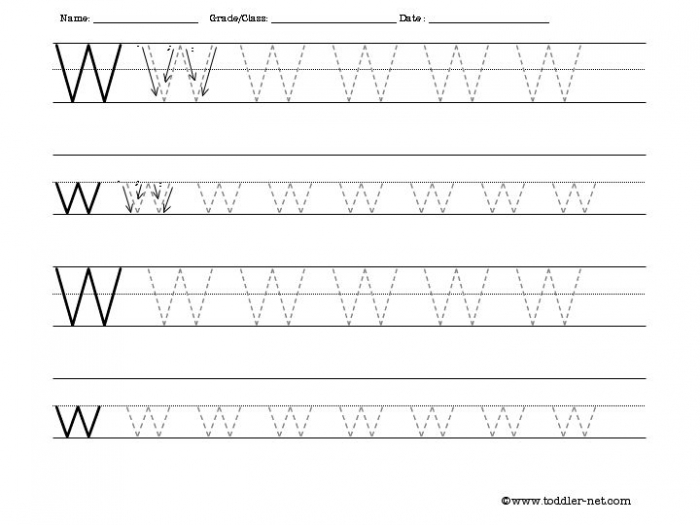 Free Tracing Letter W Worksheet