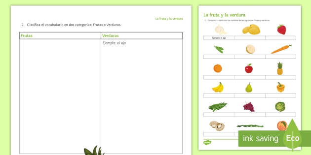 Fruit And Vegetables Worksheet  Worksheet