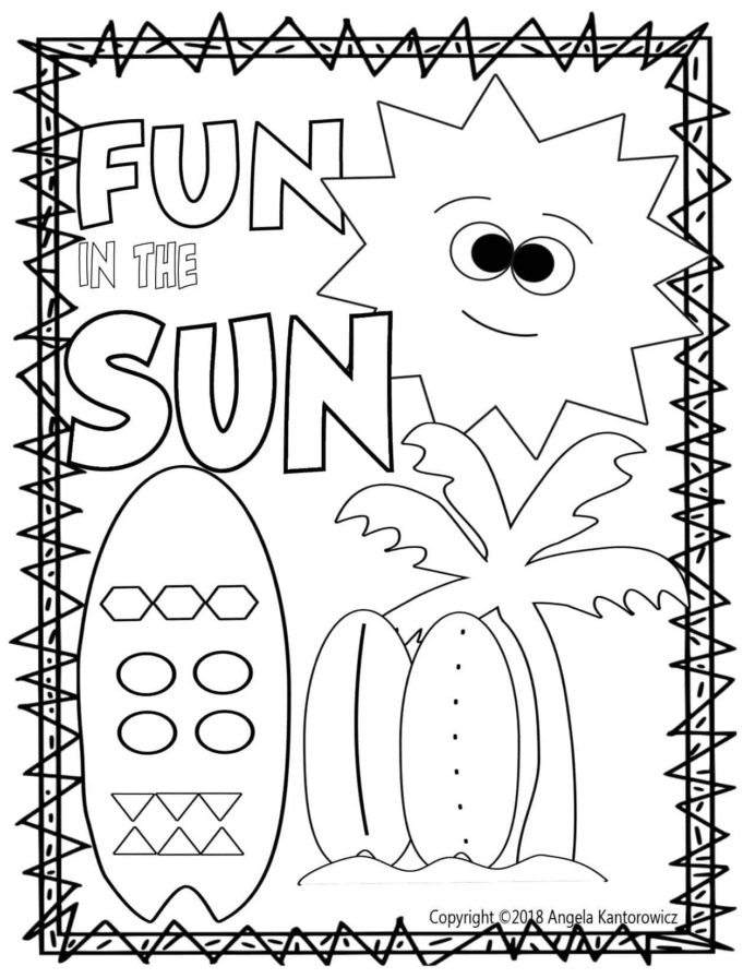 Fun In The Sun Color Sheet Coloring Summer And Moon Worksheets For