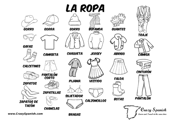 La Ropa Learn Spanish Vocabulary For The Clothes Print It And
