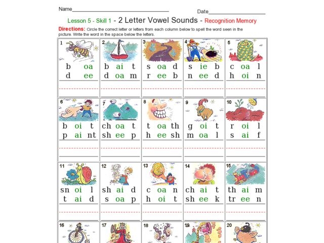 Letter Vowel Sounds Worksheet For Kindergarten Nd Grade Lesson