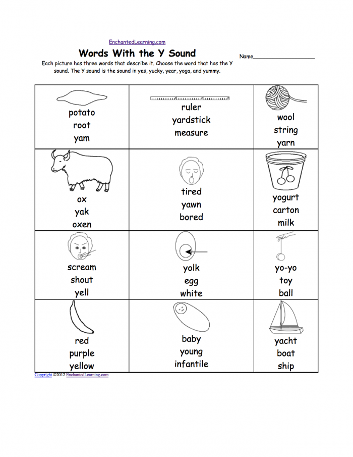 Letter Y Alphabet Activities At Enchantedlearningcom