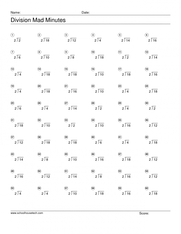Multiplication Worksheets Minute Test