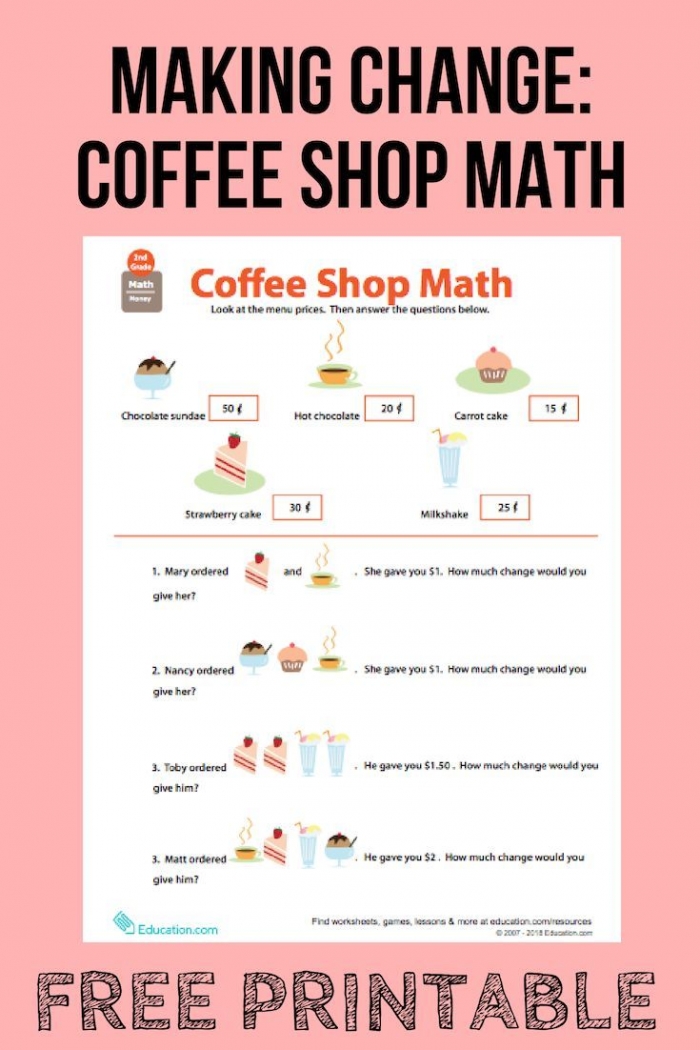 Making Change Coffee Shop Math