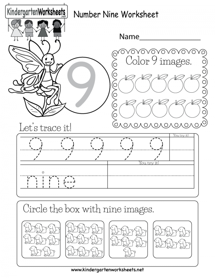 Math Worksheet  Number Nine Worksheet Freerten Math For Kids