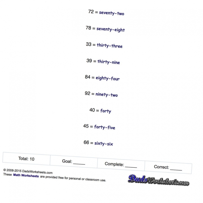 Math Worksheets Standard  Expanded And Word Form