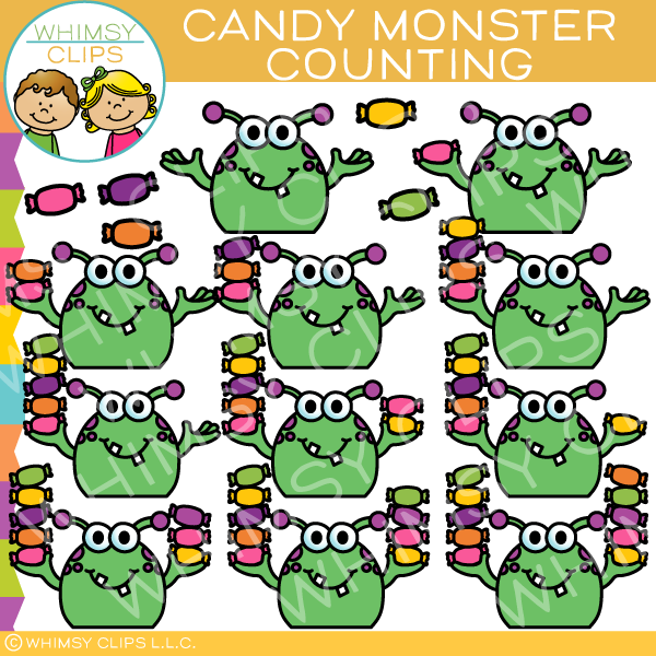 Monsters Counting Candy Clip Art Great For Worksheets And
