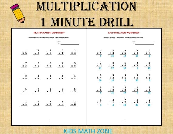 One Minute And 15 Seconds Multiplication Worksheets