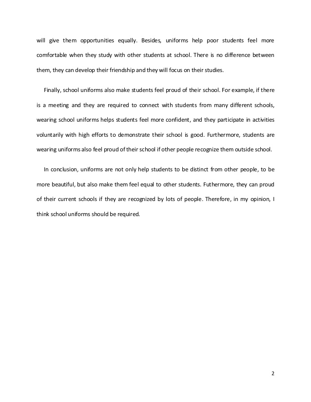 should high school students wear uniforms essay