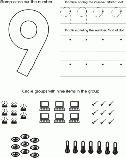 Preschool Math: All About The Number 9