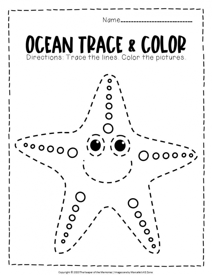 Ocean Tracing Worksheets Starfish
