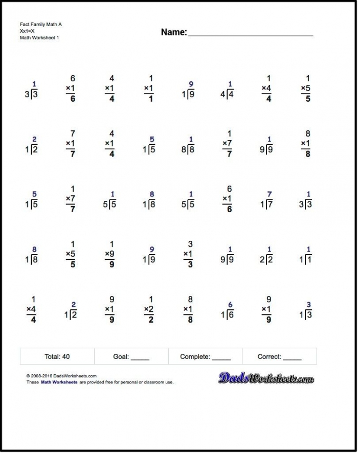 Multiplication One Minute Worksheets