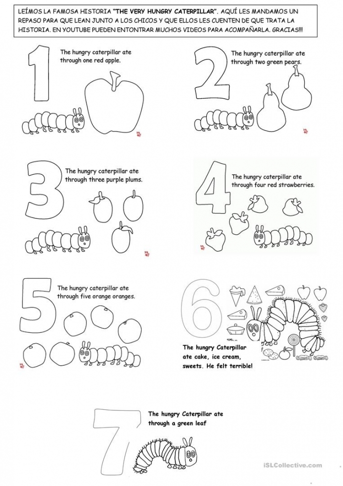 Reading Worksheets The Very Hungry Caterpillar English Esl