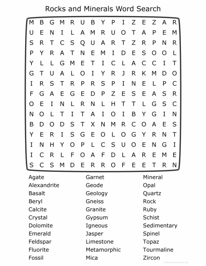 Geology Word Search Worksheets 99Worksheets