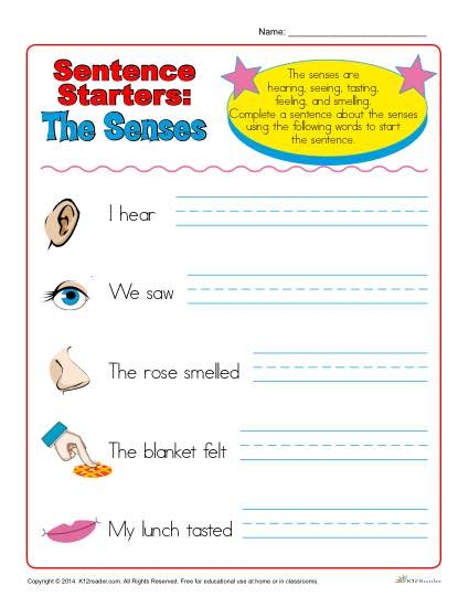 Sentence Starters For Kindergarten And St Grade