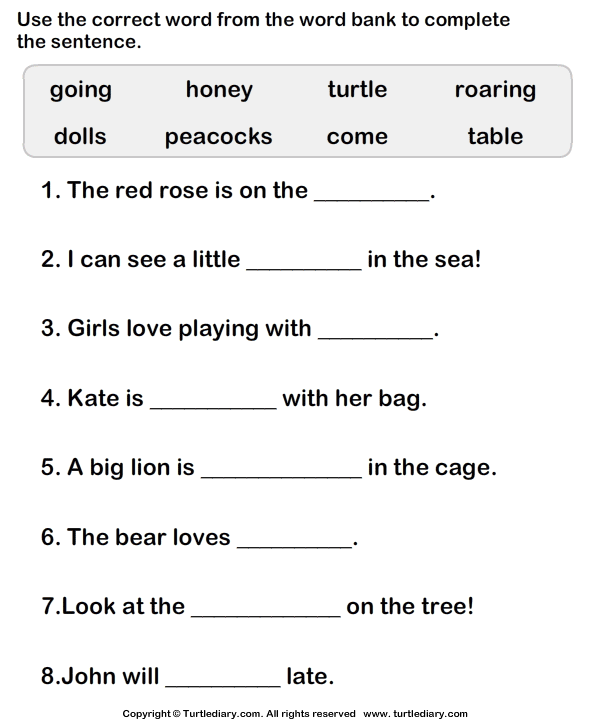 Complete Sentences For 2nd Grade