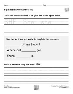 Write The Sight Words: “She”