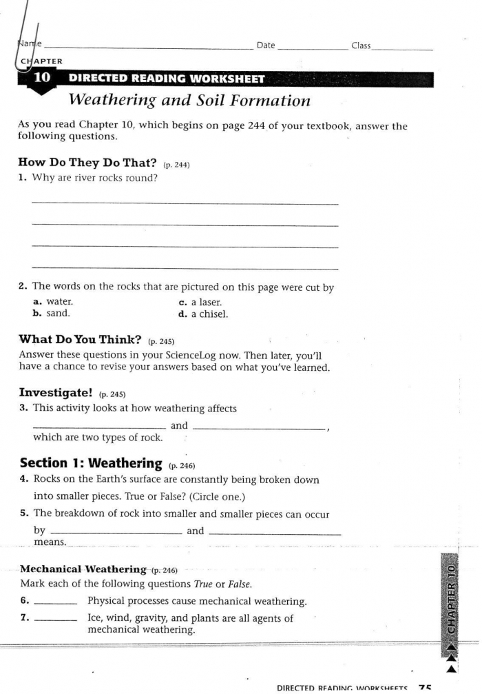 Soil Formation Worksheet Answer Th Soil Mr Gaydos Website In