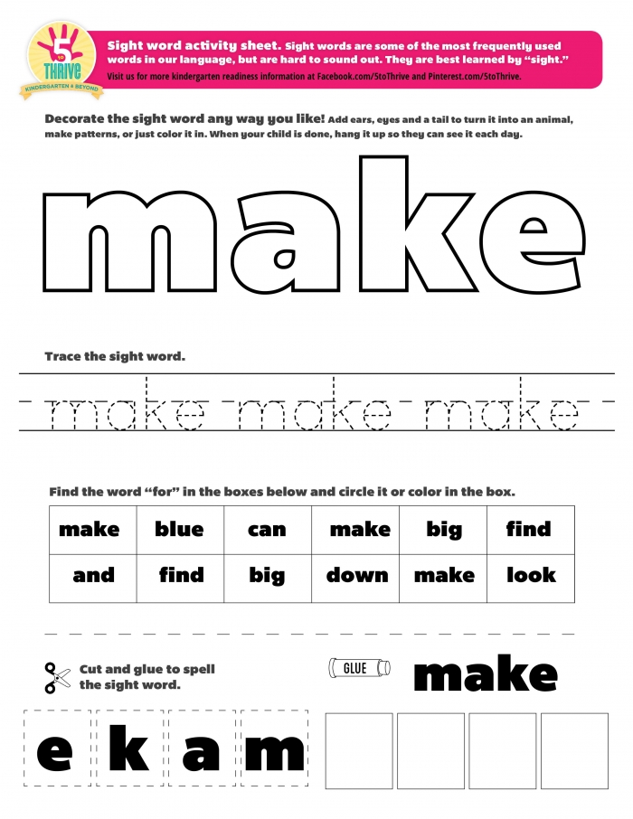 The Sight Word This Week Is Make Sight Words Are Some Of The