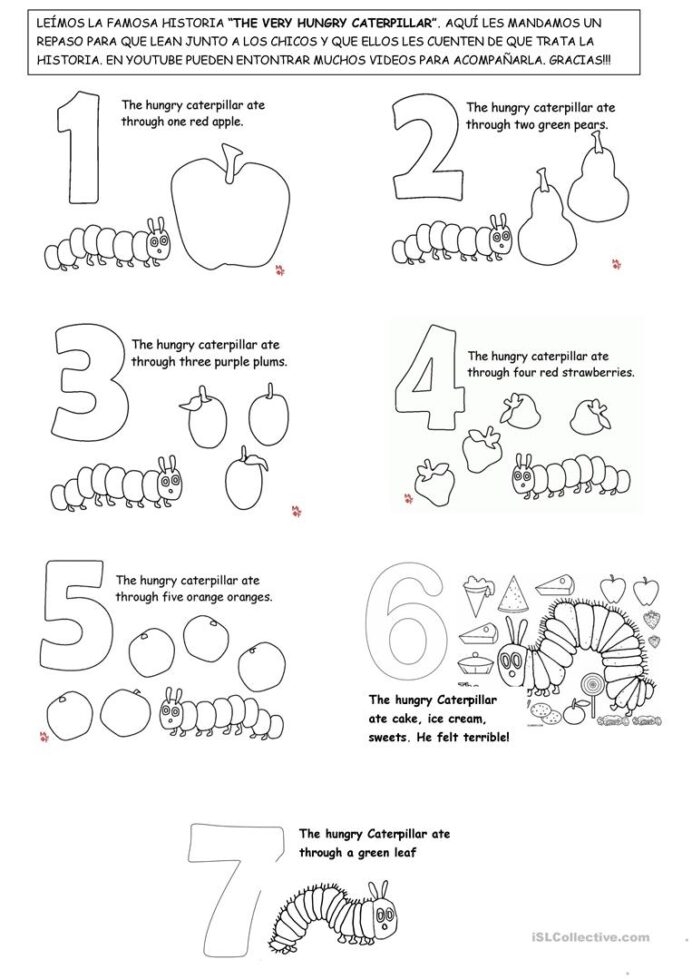 The Very Hungry Caterpillar English Esl Worksheets For Distance