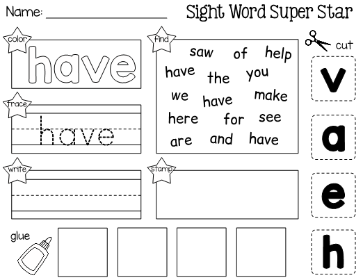 This Is A Worksheet For Learning The Sight Word Have Students