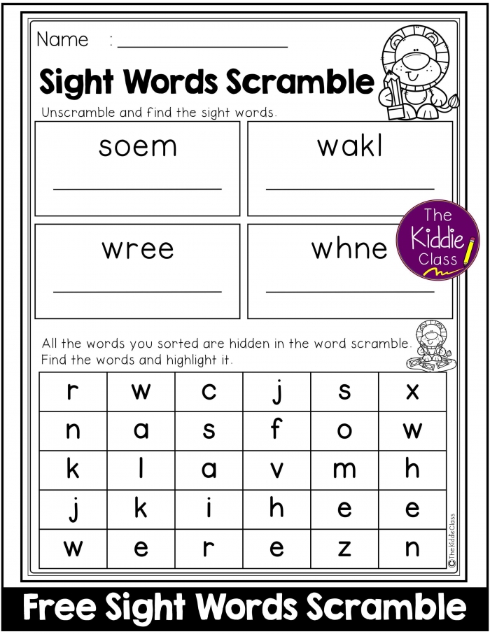 This Packet Contains  Pages Of Sight Word Scramble Worksheets