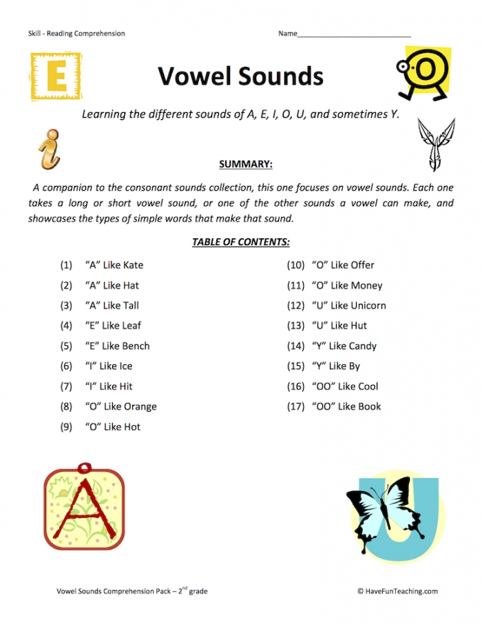 Vowel Sounds Reading Comprehension Test Collection  Have Fun Teaching