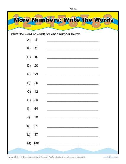 Spelling Numbers Worksheets 99Worksheets