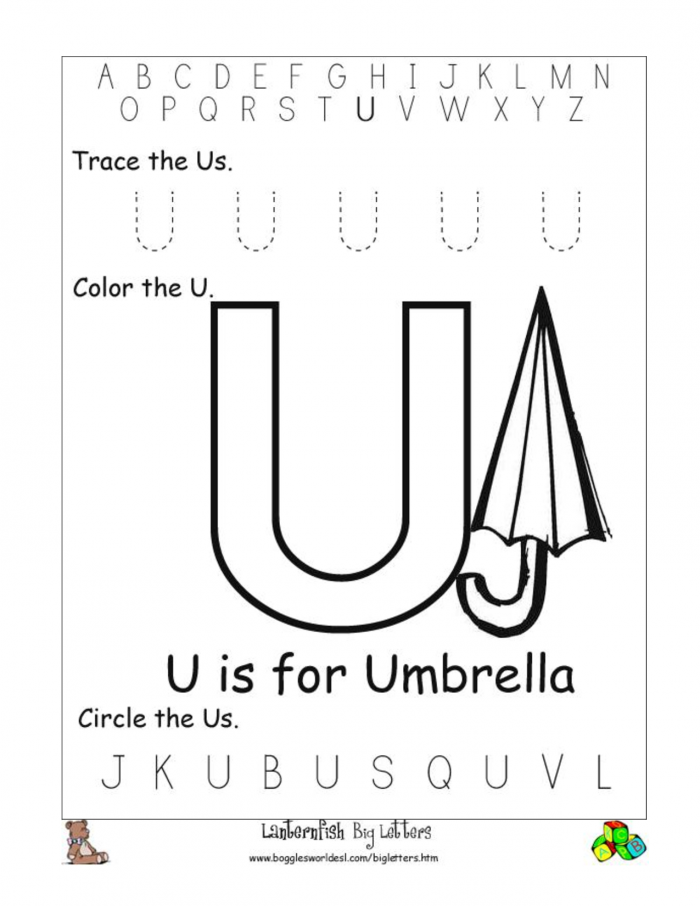 Letter U Free Printable Worksheets