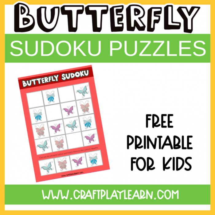Butterfly Sudoku Printable For Kids