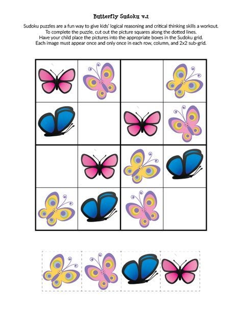 Butterfly Sudoku Puzzles Free Printables