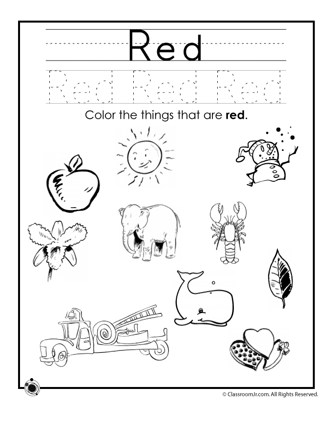 Free Printable Color Red Worksheets For Preschool