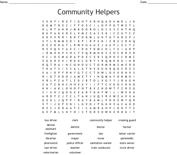 Community Helpers Word Search