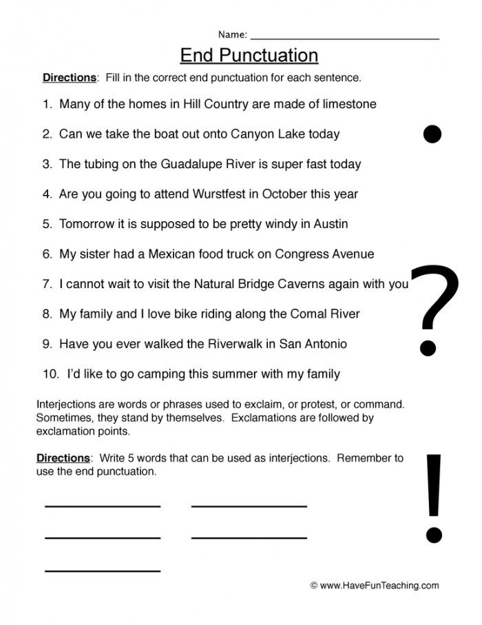 Finishing Sentences Worksheets