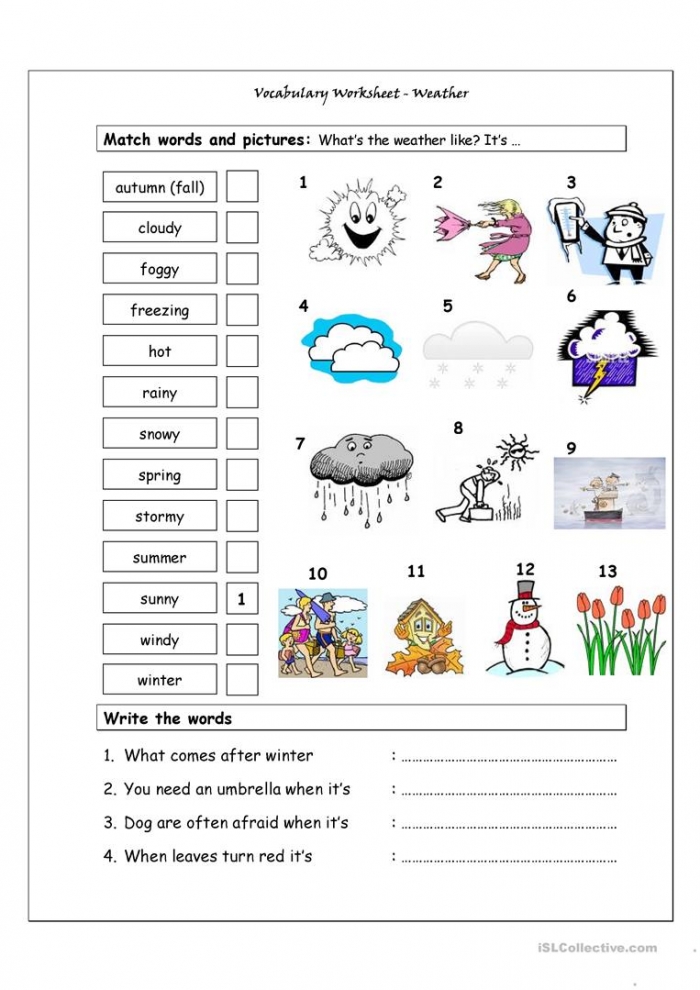 topic weather exercises