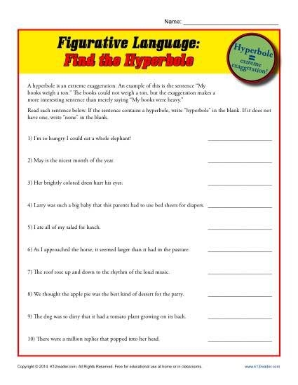 Figurative Language Find The Hyperbole