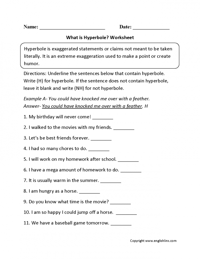 Figurative Language Worksheets