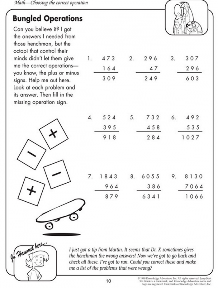 Fill In The Missing Math Operation Subtraction  Addition