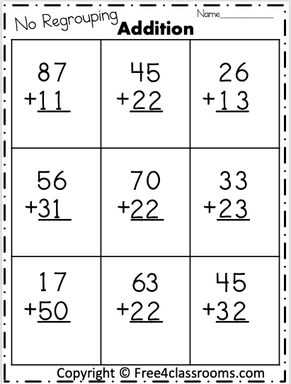 Free Addition Printable Worksheets