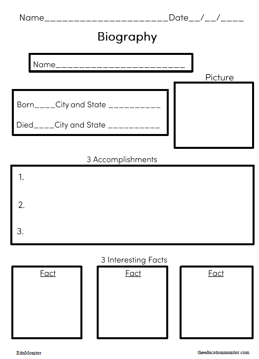 biography or autobiography worksheet