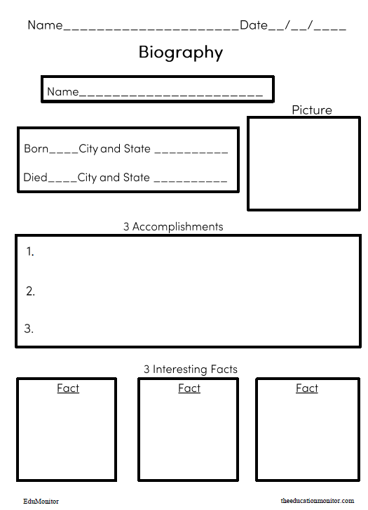 biography worksheet template