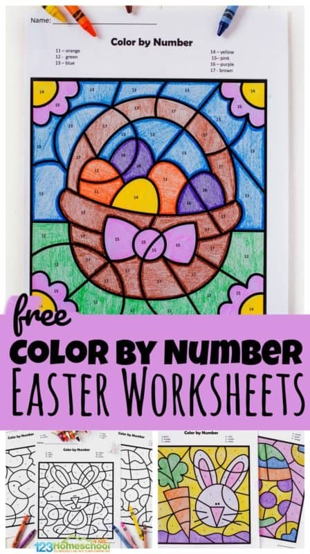 Free Easter Color By Number Worksheets