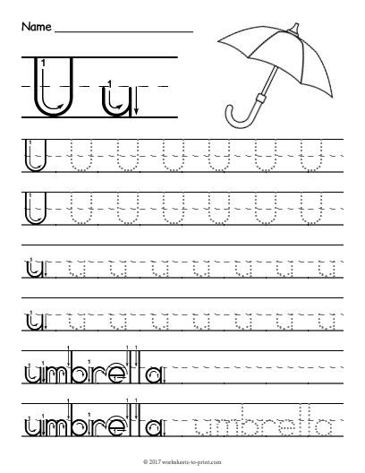 Free Printable Tracing Letter U Worksheet