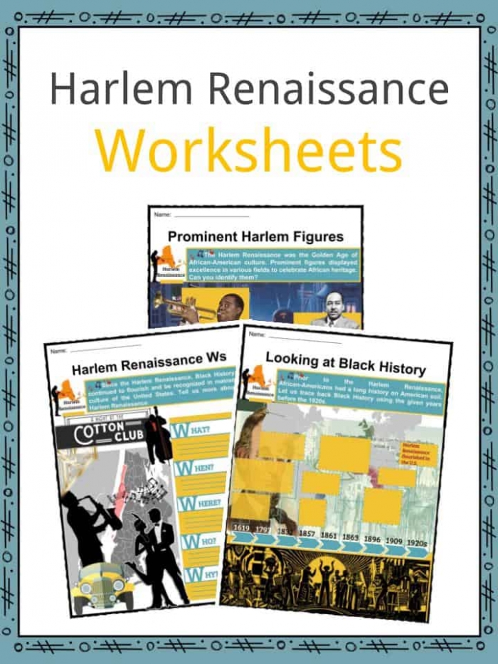 Harlem Renaissance Facts  Worksheets  Movement  Music   History