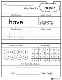 Write The Sight Words: “Have”