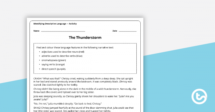 Identifying Descriptive And Figurative Language Worksheets
