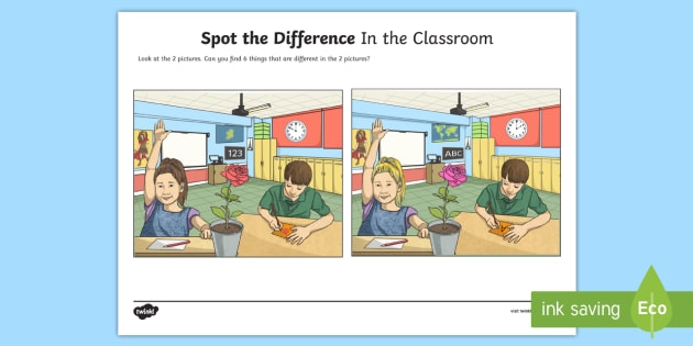 In The Classroom Spot The Difference Worksheet  Worksheet