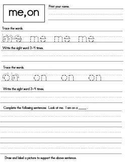 Write The Sight Words: “Me”